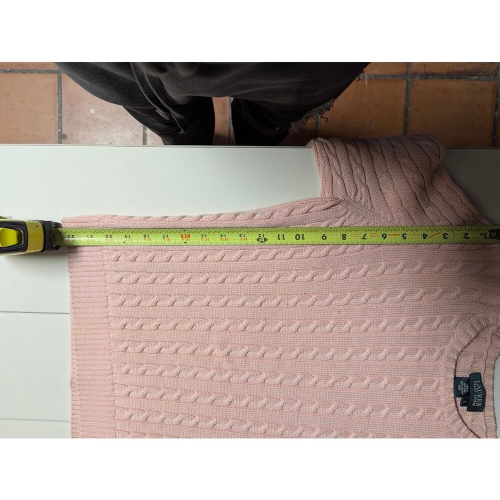 Vintage Lauren Ralph Lauren Light Pink Cable Knit Sweater Size Large Preppy Y2K - Picture 7 of 7